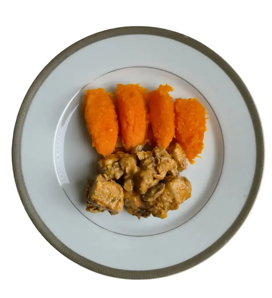 CERDO CREMA DE PANCETA Y HONGOS CON PURE DE CALABACIN  Keto