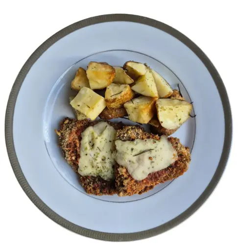 MILANESAS GRATINADAS CON PAPAS AL HORNO